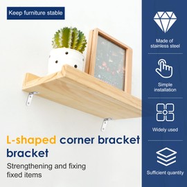 25pcs L Bracket Stainless Steel L Shaped Corner Brace 50mm Right Angle Bracket Heavy Duty Shelf Support Shelf Bracket Corner Brace Joint Bracket Fastener for Bookshelf Board Furniture Cabinet (25pcs)