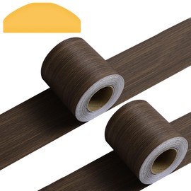 BangBoom 1.9 Inch x 65.6 Ft Walnut Wood Grain Wallpaper Border, Mirror Frame Border Tape Peel and Stick, 2 Roll Self Adhesive Waterproof PVC Mirror Frame Sticker for Bathroom Kitchen Table Decor Cover