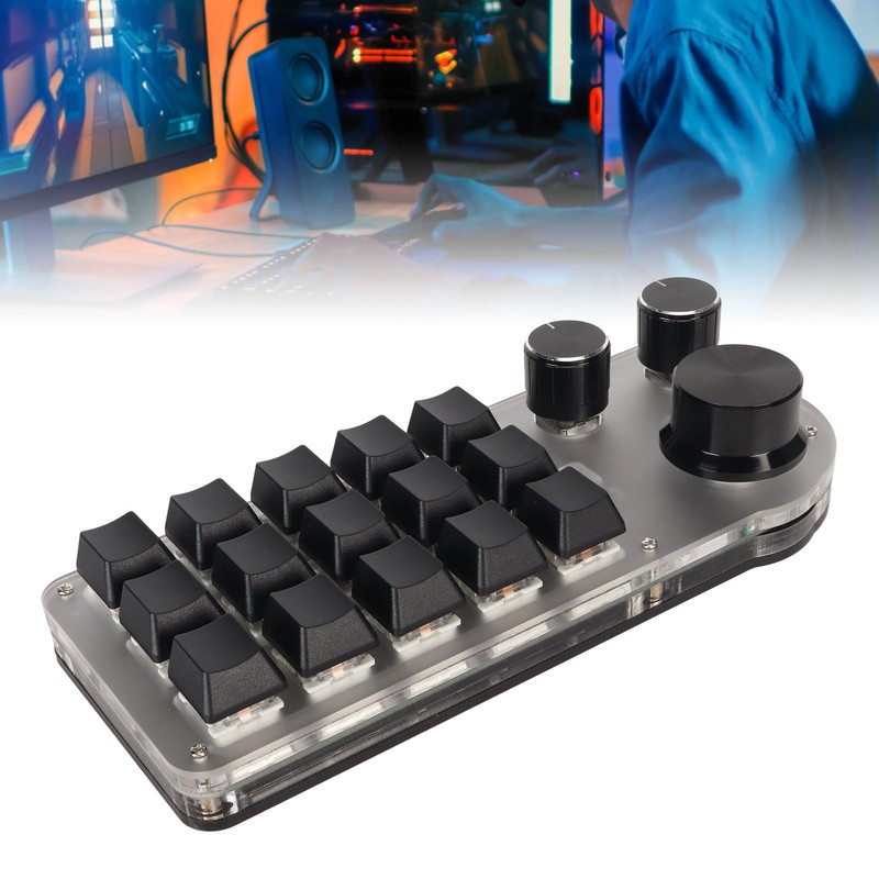 USB Mini 15 Key Keypad with 3 Knobs Type C