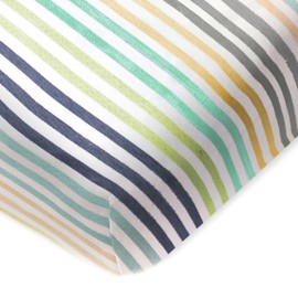 HonestBaby Organic Cotton Fitted Crib Sheet, Rainbow Stripe Blues, One Size