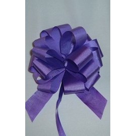 IGC 50 Pull String Bows - Gift Wrap Packaging - 5" 20 Loops - 1 1/4" - Purple - Wholesale Lot - Holiday Present Packaging