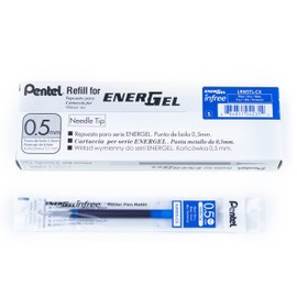 Pentel Energel Pure LRN5TL-CX Refill, Coloured Housing, Blue, 0.25 mm Line, Needle Tip, 1 Pack = 12 Pieces
