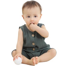 COOKY.D Unisex Newborn Baby Boys Cotton Sleeveless Romper Jumpsuit Infant Summer Clothes Girls Bodysuit Outfits 12-18 Months,Green