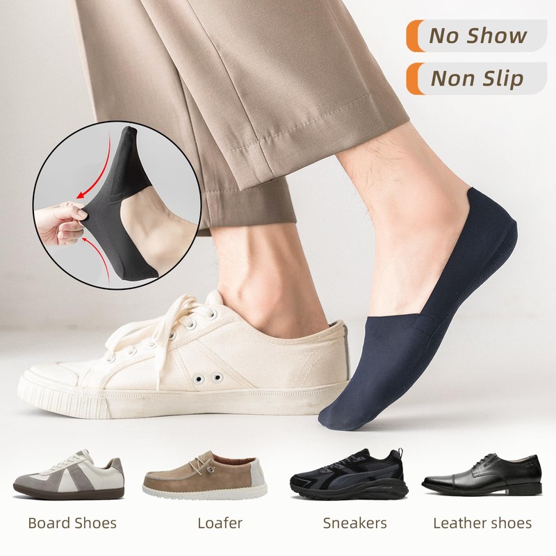 Caudblor Hombres Calcetines finos No Show para Loafer, Invisible Low