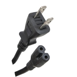 AC Power Cord, 2 Pieces, Glasses Power Cable, 7A, 5.9 ft (1.8 m), Insertion Size: 0.3 x 0.6 inches (7.6 x 16.3 mm), Pitch: 0.3