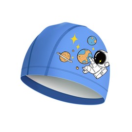 SSKHE Badekappe Kinder für Jungen und Mädchen, Badekappe aus beschichtetem PU, wasserdicht und bequem, für 3–17 Jahre Kinder/Mädchen, langes Haar (blau)