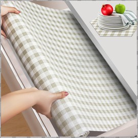 Beautysaid Shelf and Drawer Liner for Ktichen Cabinet, Non Adhesive Non Slip Shelf Paper Waterproof Washable Thickened for Dresser Pantry Shelve Bathroom Protector Liner(Checkered,12 in x 20FT)