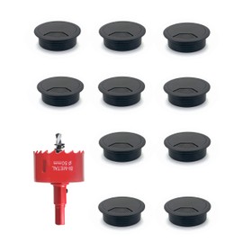 Bicafa 10 Pack Desk Grommet 50mm (1.97 inch) Bi-Metal Hole Saw Kit for Home Office,Cable Hole Covers,Black