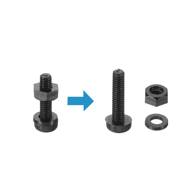 PATIKIL M3x12mm Black Nylon Bolts Plastic Nuts Full Thread Head