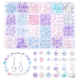 PH PandaHall 195pcs Acrylic Spacer Beads 8 Styles Bead-in-Bead Spacer Beads 3 Colors Lampwork Loose Beads Transparent Craft Beads for Hair Braids Lanyard Wrist Strap Necklace Jewelry Making, 2mm Hole