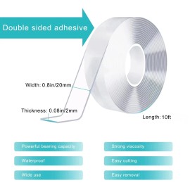 Ohayooz Extra Strong Double Sided Tape Heavy Duty Removable 30FT, Clear Sticky Adhesi...