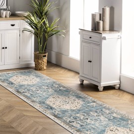 RUUGME Washable Runner Rug 2'6x10 - Vintage Kitchen Area Rug Stain Resistant Rugs for Living Room Bedroom Laundry Room Mat Distressed Rug Hallway Floor Carpet Runner for Bathroom