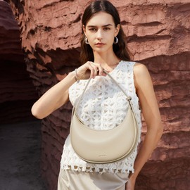 BOSTANTEN Handtasche Damen Klein Umhängetasche Crossbody Hobo Bag for Women PU Leder Schultertasche Damen Klein Handtaschen mit Verstellbares Riemen,Hellbraun