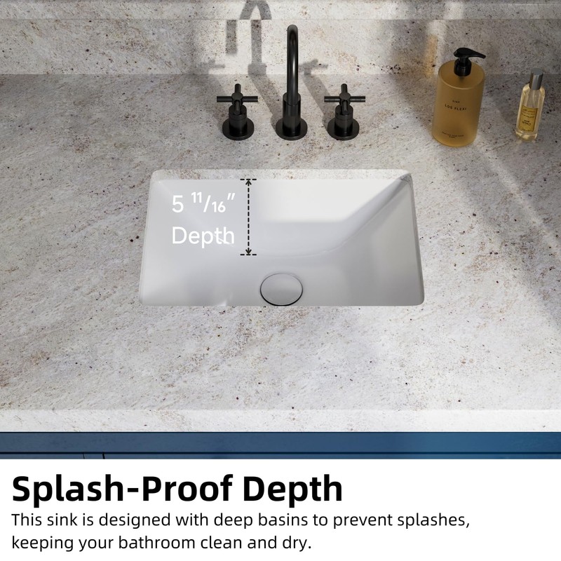 18W" x 13D" Undermount Bathroom Sink, Los Flexi Compact Rectangular