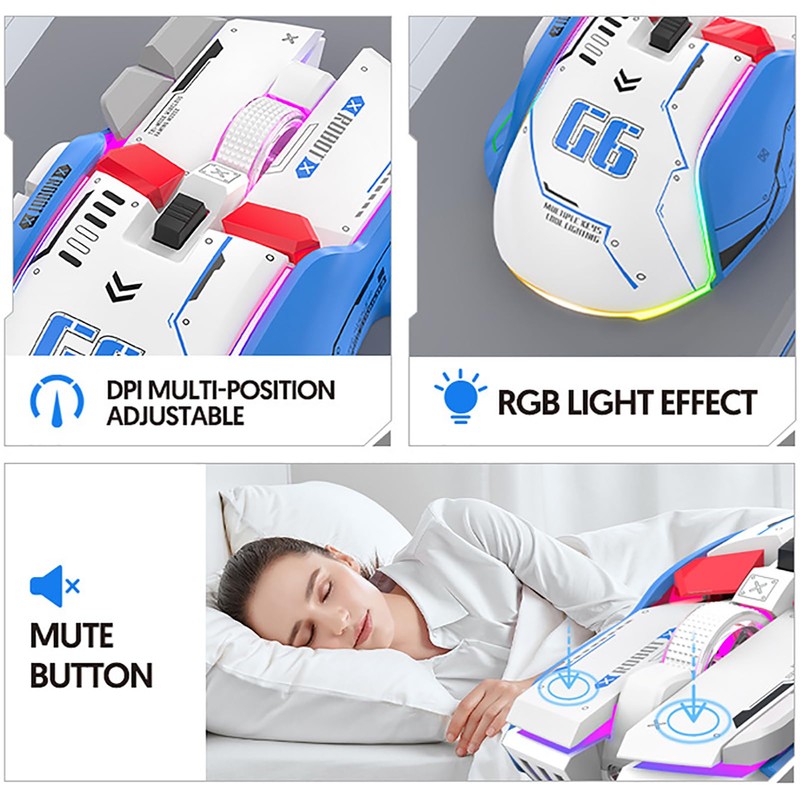 Wireless Bluetooth Gaming Mouse, 10 Macro Programmable Keys, 3 Modes