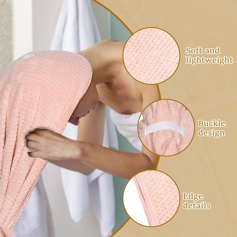 FwQoFvk Hair Drying Caps with Elastic Strap, Soft Absorbent Head