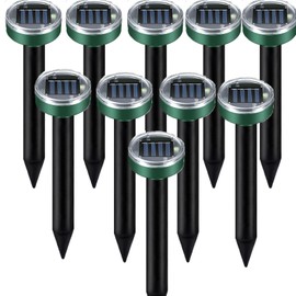 Mole Repellent 10 Packs Solar Powered, Vole Repellent Waterproof Outdoor Gopher Repeller Effective for Garden Ultrasonic Vole Snake Repeller for Lawns and Yards