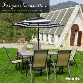 Funsite 9ft Patio Umbrella, UV Protect Pool Umbrella with Heavy Duty Pole, Ventilate Design Outdoor Umbrella with Push Botton Tilt & Crank Ideal for Garden, Lawn, Deck, Backyard&Pool, Black