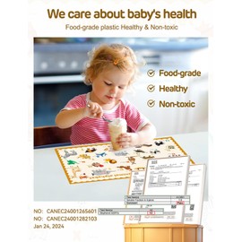 KAshack 45 Pack Sticky Disposable Placemats for Baby & Toddlers,Cute Number Fruit Toddler Placemat 12"x18" Kids Table Mat for Party,Picnic Table,Restaurants Dining Table Travel Essentials for Toddlers