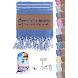 Cute Beach Towel with Sand Anchor Clip – (70 inch x 35 inch) Oversized Turkish Lightweight, Quick Dry, Sandproof, Travel Pool Swim Towel - Fast Dry, Packable, Perfect Beach Gifts for Women