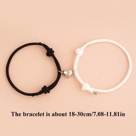 Zeayebsr 1 Pair Customize Magnetic Couples Bracelet Set Mutual Attraction Rope Best Matching Bracelets for Braided Matching Bracelets Gift for Women Men (Black + White), Metal