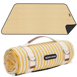 Picnic Outdoor Blankets Waterproof Extra Large - Beach Mat Sand Free Foldable with Carry Strap | Portable Camping Blanket | Park Blanket for Grass Park, Hiking, Travel, Concerts, Indoor (Yellow)