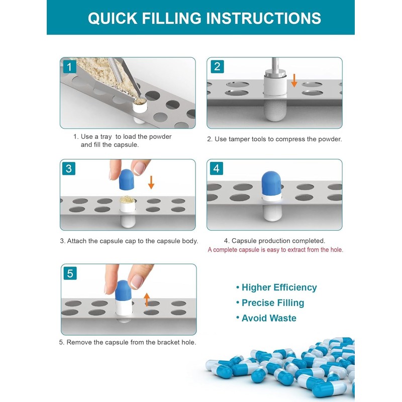Capsule Filling Machine Kit – Pill Filler Tray Tools for