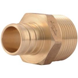 SharkBite 3/4 Inch Crimp MNPT Male Adapter, Brass Plumbing Fitting, PEX Pipe, Copper, UC134LFA