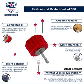 1.0-Inch Copper Pipe Cleaner for Power Drill, Model InerLok100, 1.0” Tube Cleaning Brush, Cleans Copper / Bronze / Brass Pipes and Tubes for Soldering, w/ Stainless-Steel Wire Bristles and 1/4” Shank