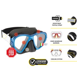 Cressi Fiji Unisex Adult Snorkel Mask, Black/Blue, One Size