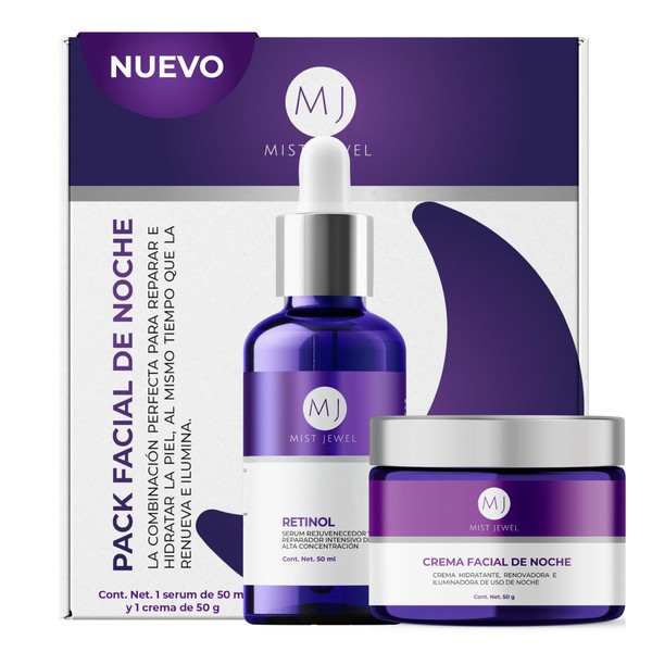 Pack facial de noche con serum retinol 50ml y crema