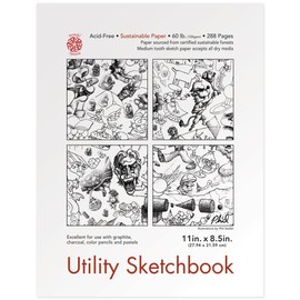 Pentalic Utility Sketch Book, 8-1/2-Inch by 11-Inch