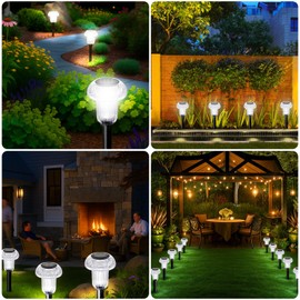 TiooDre Solar Garden Lights, 6 Pack Solar Lights Outdoor Garden Stake Waterproof Path Light, Auto On/Off Outdoor Pathway Lighting for Yard Walkway Driveway Landscape Decor