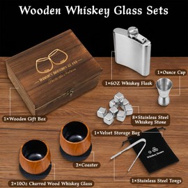 Charred Wooden Bourbon Drinking Glass Set of 2