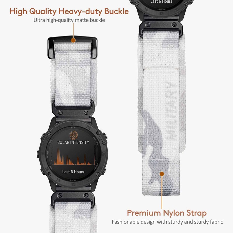 Hemsut Garmin Watch Military Nylon Band Camouflage Design for Fēnix,