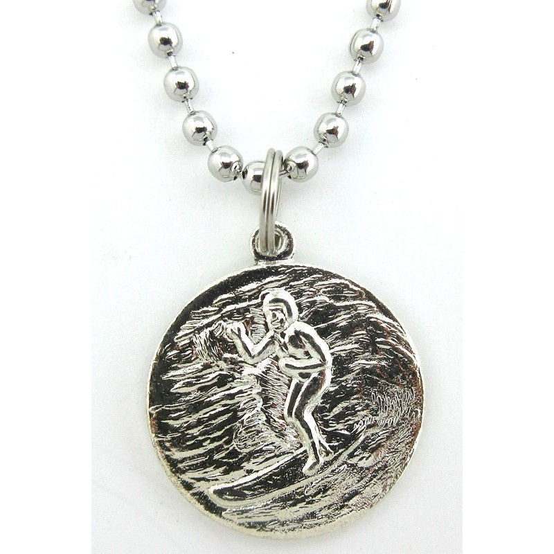 Baja Billy's St. Christopher Surf Medal Necklace Pendant, Protector of