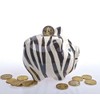 by-Bers Want-Fun Piggy Bank, Handmade Ceramic Money Box as Strawberry, Zebra, Tiger, Watermelon, Ladybird, Corn, Leopard, Carrot Here: (Zebra)