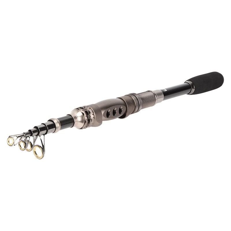 Portable Carbon Baitcasting Telescopic Fishing Rod Pole Reel Tackle Accessory1.8m