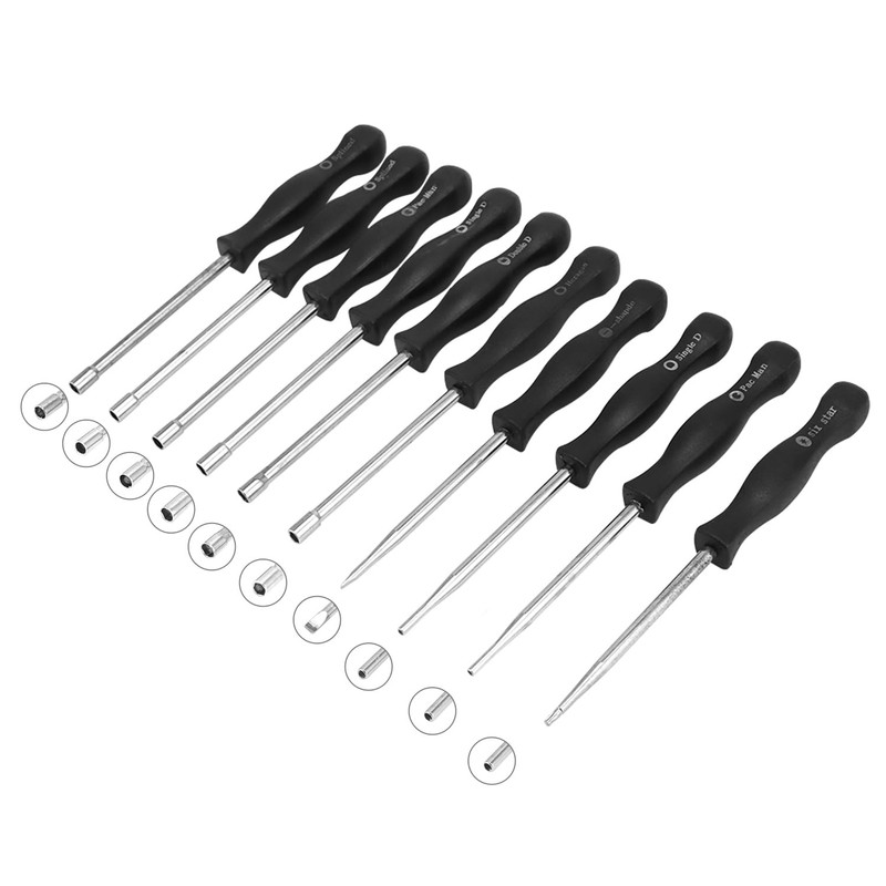 QWORK® Pack of 10 Carburettor Screwdriver with Carburettor Cleaning Brush