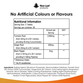 New Leaf Products Turmeric, Curcumin, Ginger Tablets