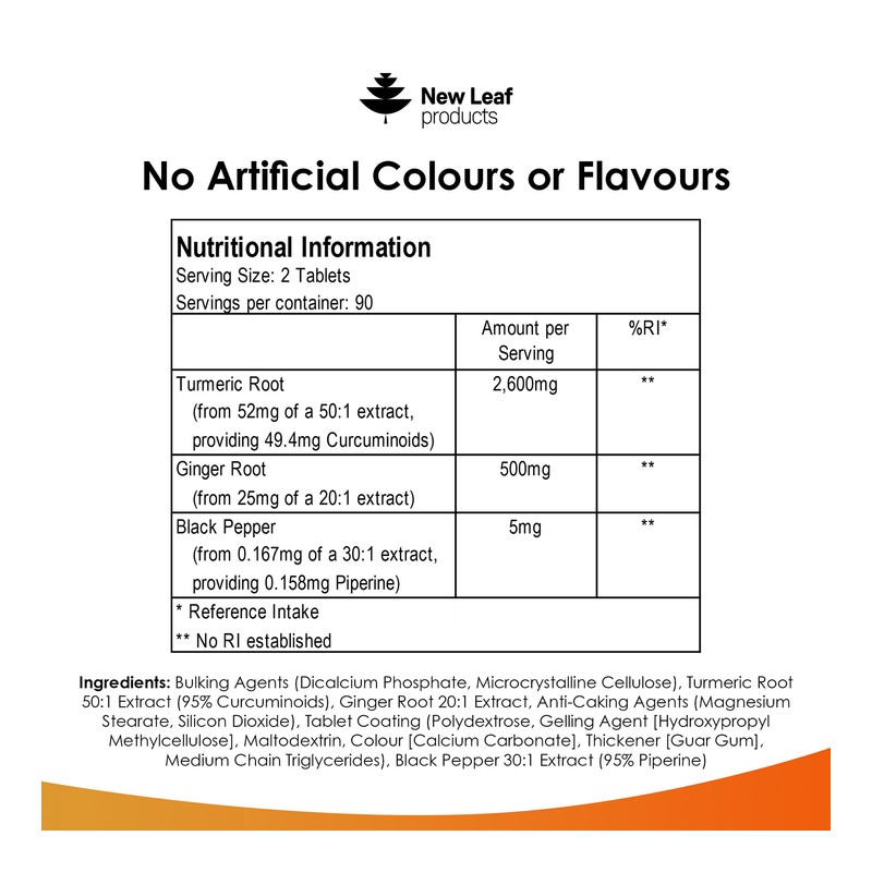 New Leaf Products Turmeric, Curcumin, Ginger Tablets