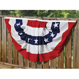 Valley Forge Pleated Fan Flag 5 Printed Stripes In Red , White And Blue 3' X 6' Cotton