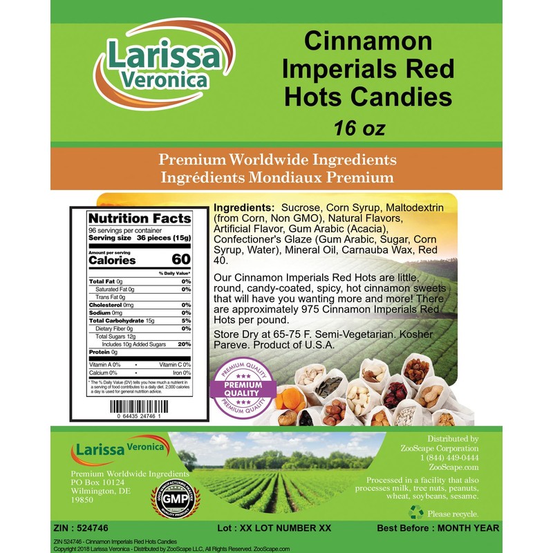 Cinnamon Imperials Red Hots Candies (16 oz, ZIN: 524746)