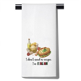 POFULL Italian Cooks Gift I Don't Need Recipes I'm Italian Dish Towel Italian Kitchen Decor (I Don't Need a Recipe Kitchen Towel)