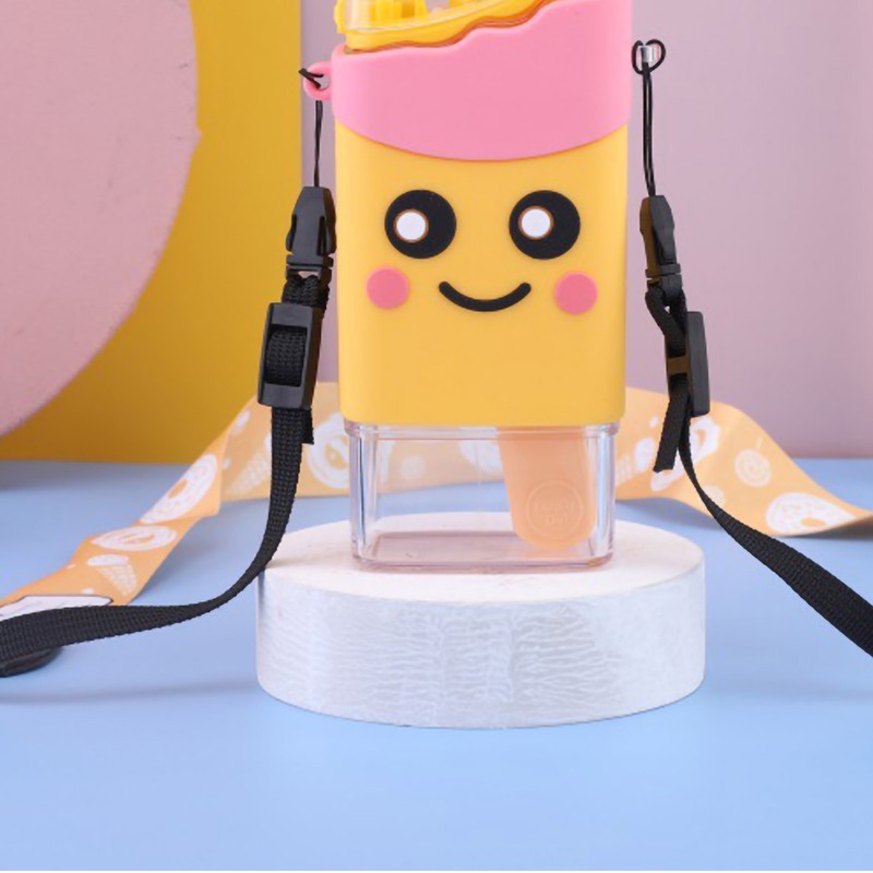 Portable Water Cup Cute Cartoon Design Large Capacity Plastic Water