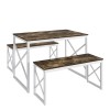 VECELO Wood Dining Table Set for 4 with Bench Kitchen