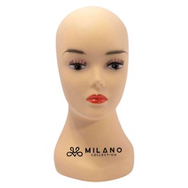 MILANO COLLECTION 12" Durable Silicone Professional Wig Styling Head Compatible with T-Pins, Stand or Tripod- Beige