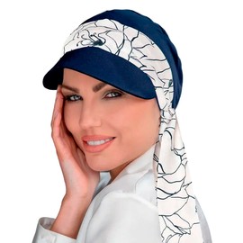 MASUMI Reversible Sun Hat | Beach Hat UV UPF 50+ Sun Protection | Women Summer Caps | Foldable Light Weight Wide Brim - KATIA, Plus: Navy White Lillium, One Size