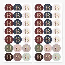 Mobiusea Creation Monogram Stickers| Gold Foil | Initial Envelope Seals Letter B | 9 Chic Color Assortments | Wedding Monogram Stickers| 1.4 Inch | 90pcs Floral Envelop Stickers Seals