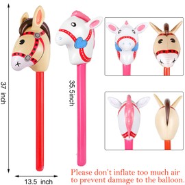 8PCS Inflatable Stick Horse - LIYDE Pony/Christmas/Western Cowboy/Horse Baby Shower Birthday Party Decorations Supplies Favours Inflatable Horse Head Costume Stick (37 Inches)